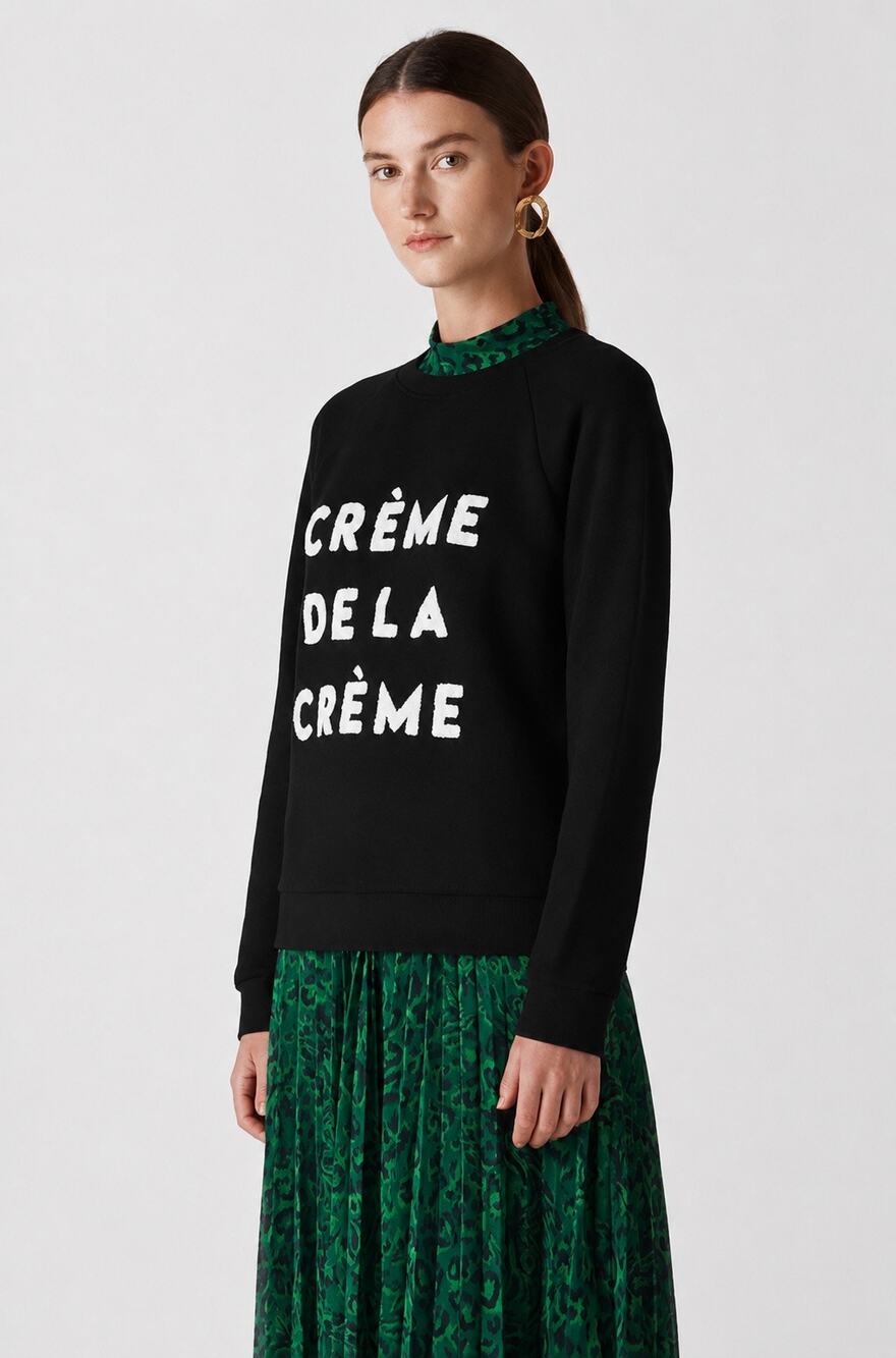 Whistles Creme De La Creme Sweatshirt Black Cotton XS